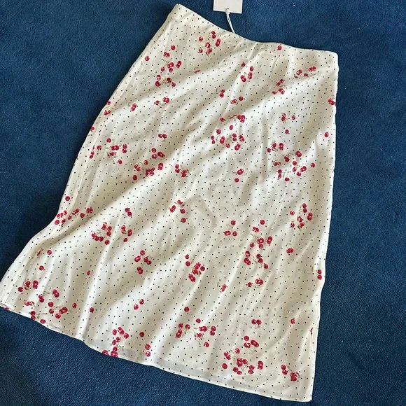 NWT L'Academie Hallie Midi Skirt in Suki Cherry Abstract - Picture 6 of 6